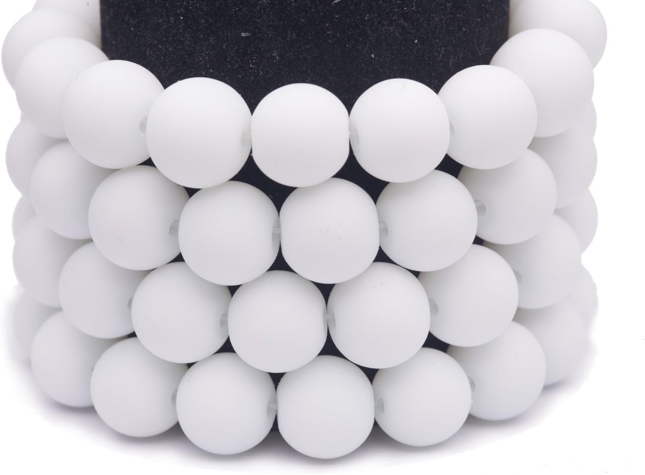Frosted Glass Beads White Rubber-Tone Beads 10mm Round Sold per pkg of 2x32inch (168 Beads)