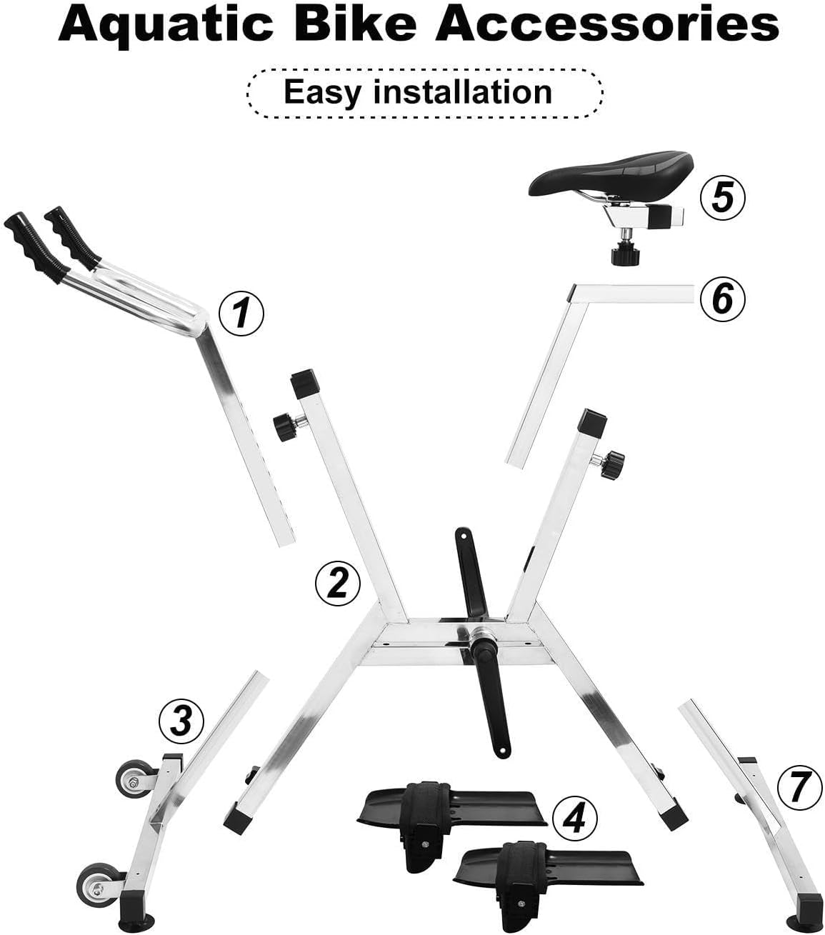 Underwater Exercise Bike for Pool, 316L Stainless Steel Aquatic Fitness Bike with Adjustable Resistances, Portable Fitness Training Gear for Exercise and Therapys