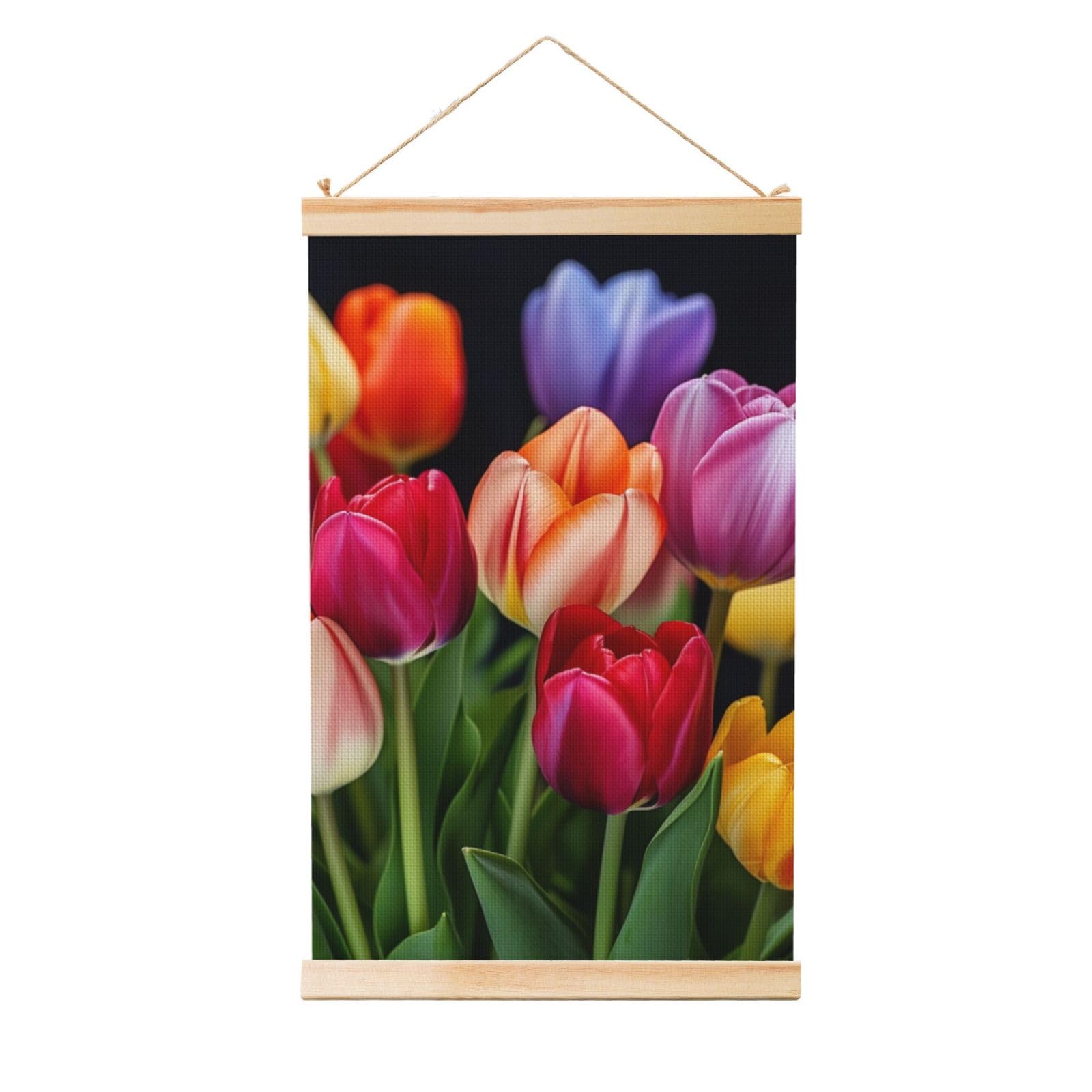 Flower Posters Wooden Shaft Hanging Poster Canvas Prints Scroll Wall Art Painting Vintage Wall Banner Modern Artwork Decor for Home Decor Ready to Hang 12"x18"