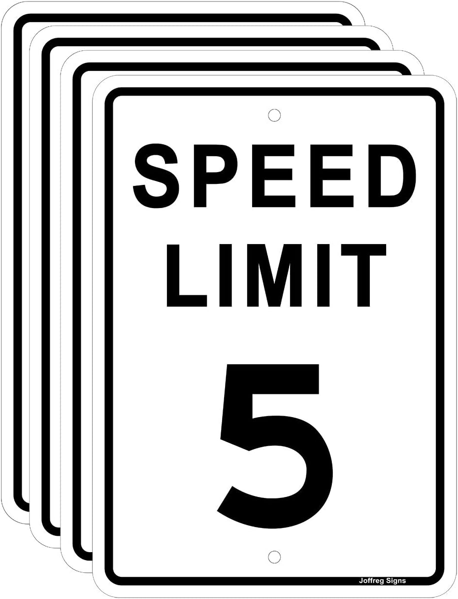 Joffreg Speed Limit 5 MPH Sign,17 x12 Inches,Reflective Aluminum,4 Pack