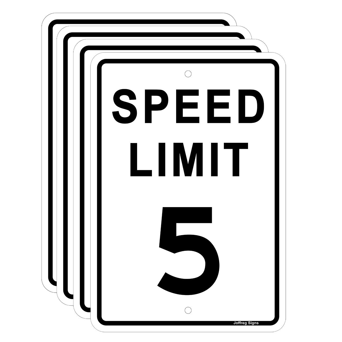 4 Pack Speed Limit 5 MPH Sign,8 x12 Inches,Reflective Aluminum