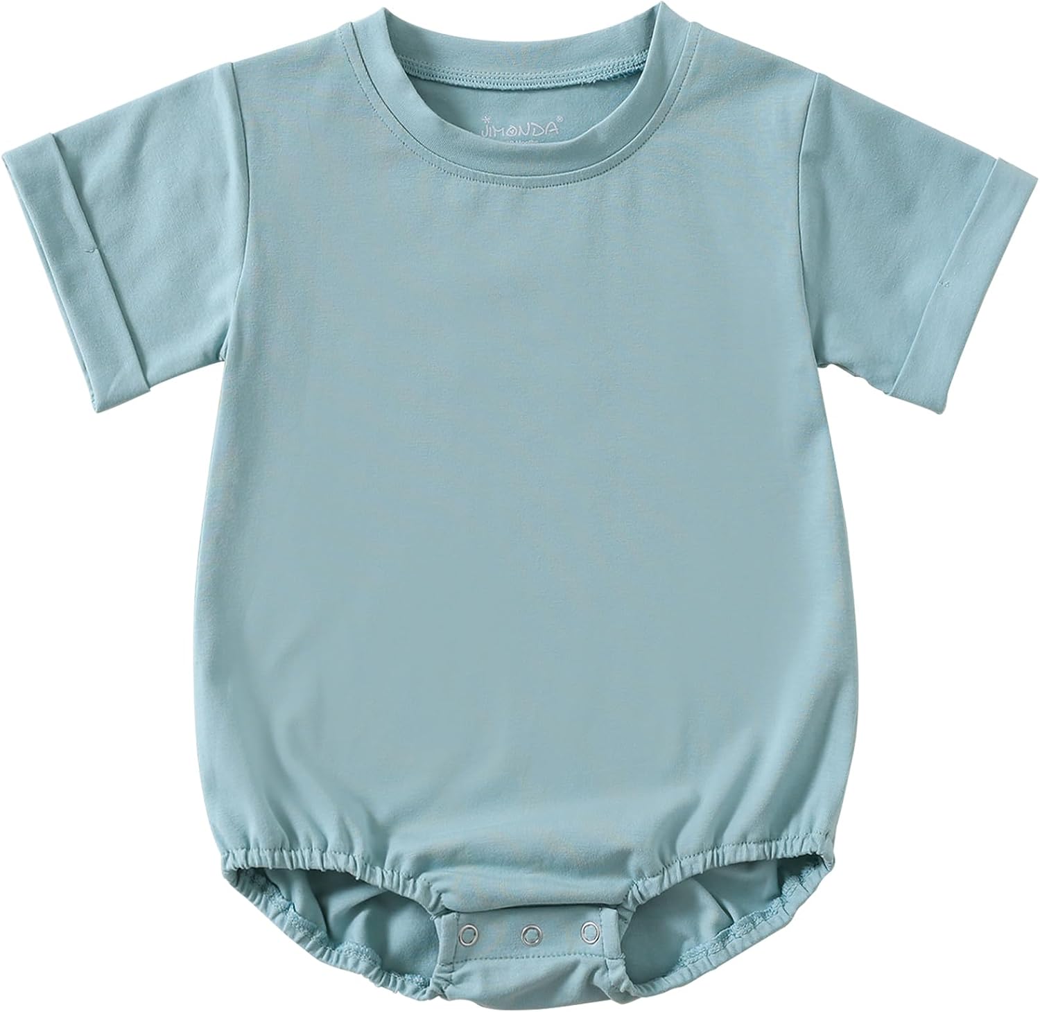 Jimonda Baby Boy Girl Bubble Romper Solid Color Bodysuit Short Sleeve Organic Cotton T-Shirt
