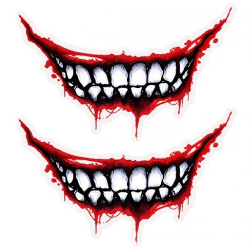 Wudaizhi Style 1 Motorcycle Helmet Sticker 2Pcs Devil's Teeth Car Styling Decals Diy Self Adhesive Sticker For Motorbike Decoration