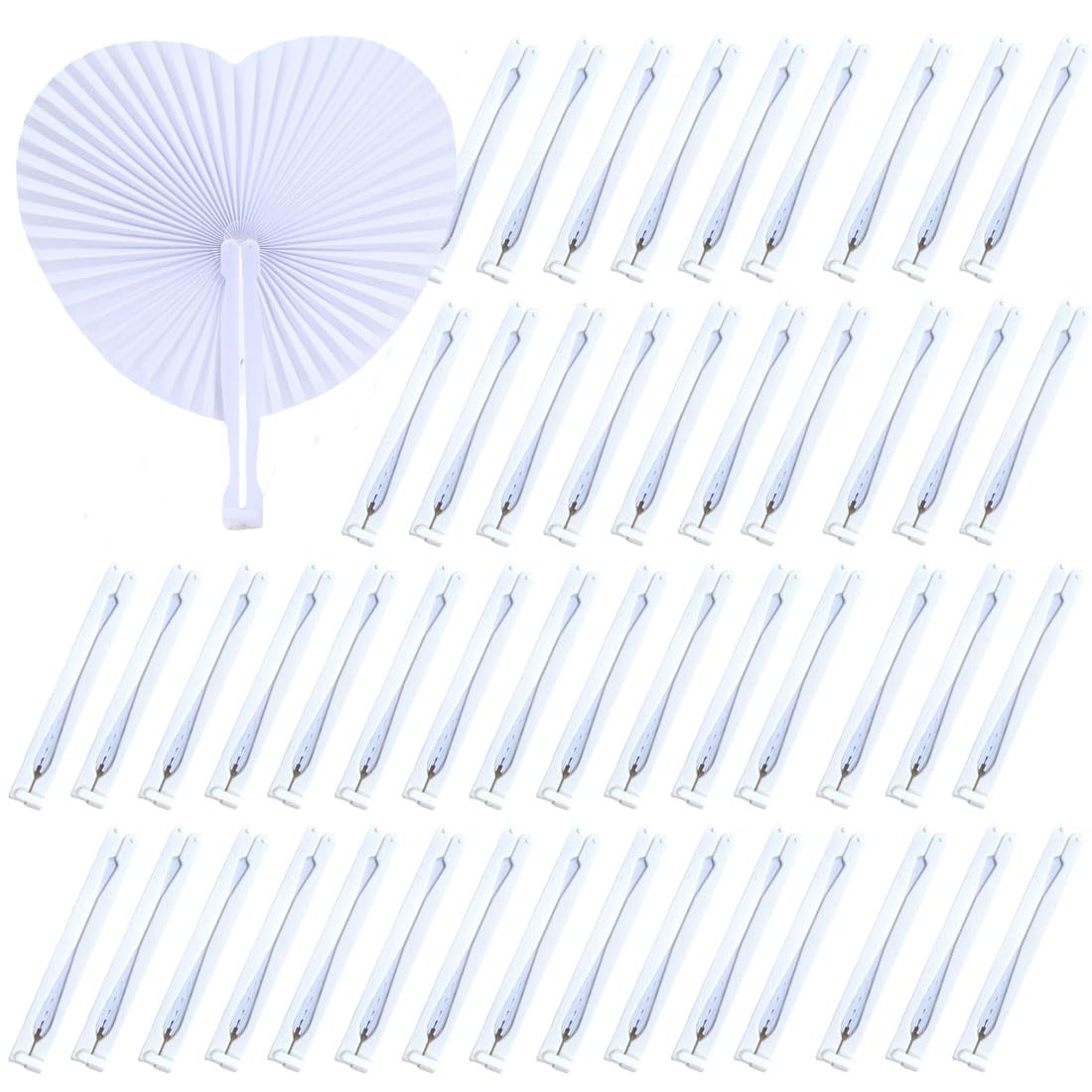 60 Pezzi di ventilatori a Mano in Bianco, ventagli di Carta Pieghevoli Come ventagli di Nozze per Gli Ospiti,Piccoli ventilatori per Feste Decorative,Regalo Fai-da-Te per Grandi e piccini.