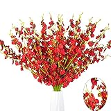 MISSWARM 10 PCS Dancing Lady Orchids Butterfly Artificial Flowers, 38 Inches Silk Artificial Flower Fake Flowers for Wedding and Home Decoration(Red)