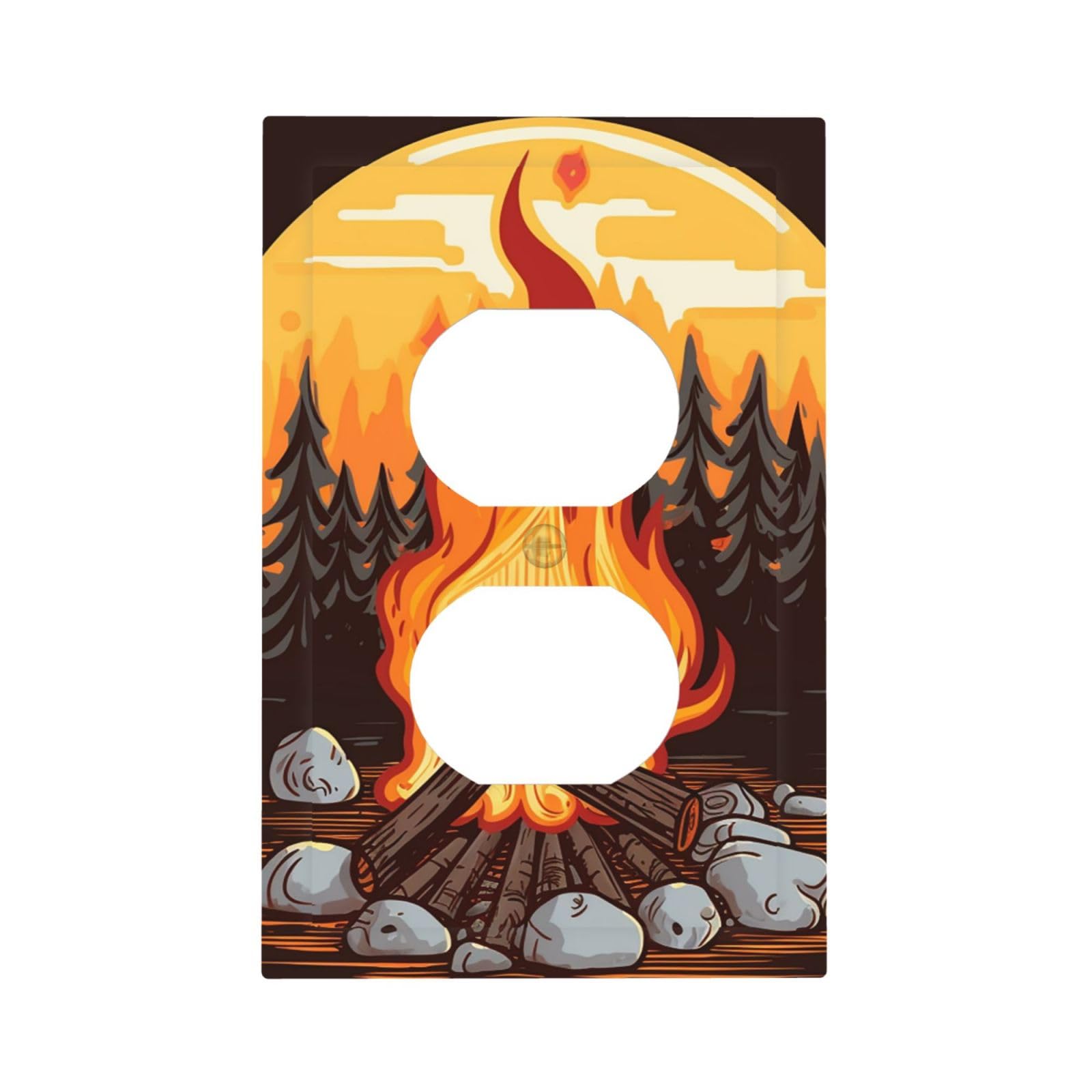 1-Gang Decorator Wall Plate Bonfire Light Switch Cover Single Gang Receptacle Outlet Wall Plate Mid Size 5" x 3" Wallplate Unbreakable Polycarbonate Outlet Faceplates Covers