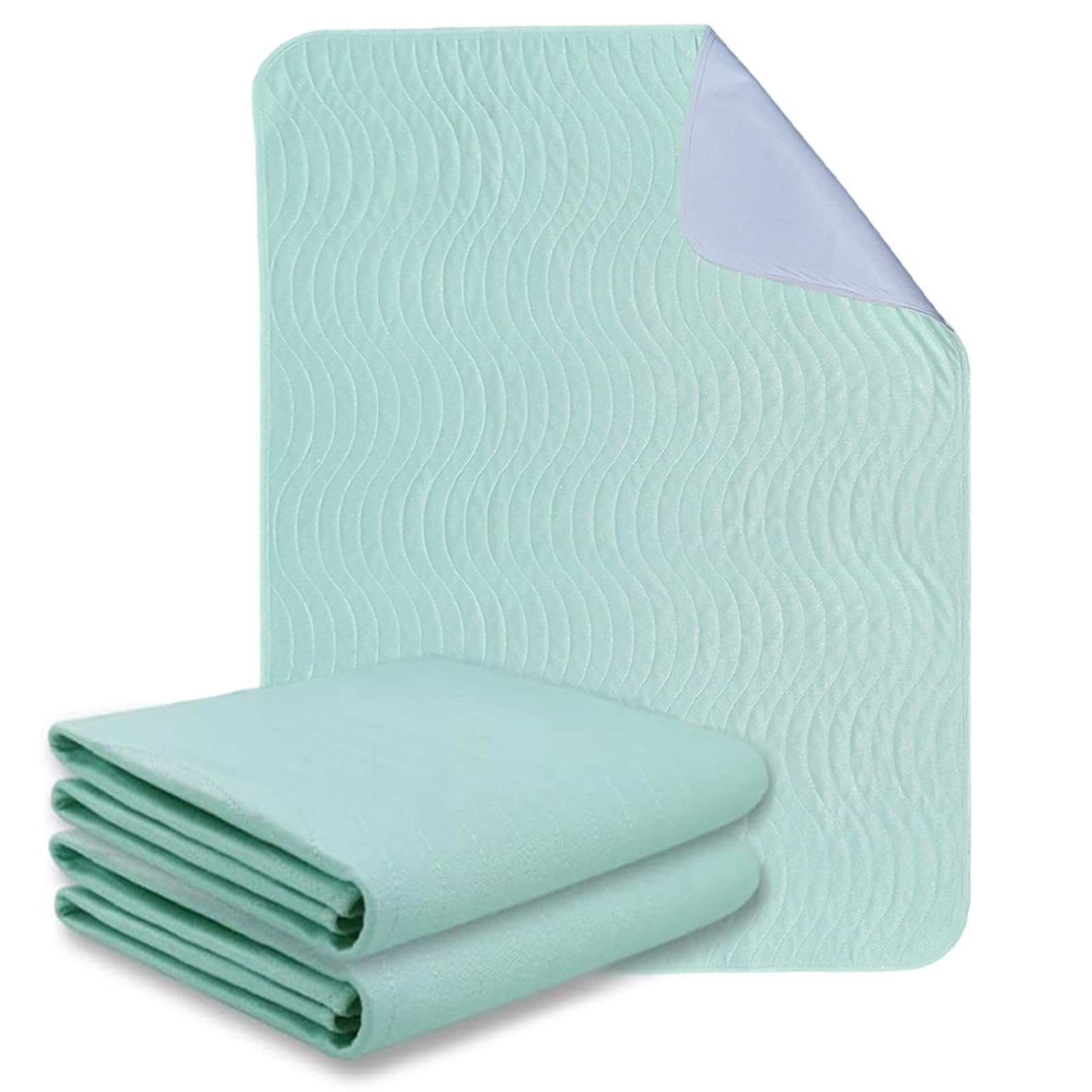 Almohadillas de cama absorbentes para incontinencia, lavables, reutilizables, protectores de colchón impermeables de 4 capas (36 x 52 pulgadas, paquete de 2)