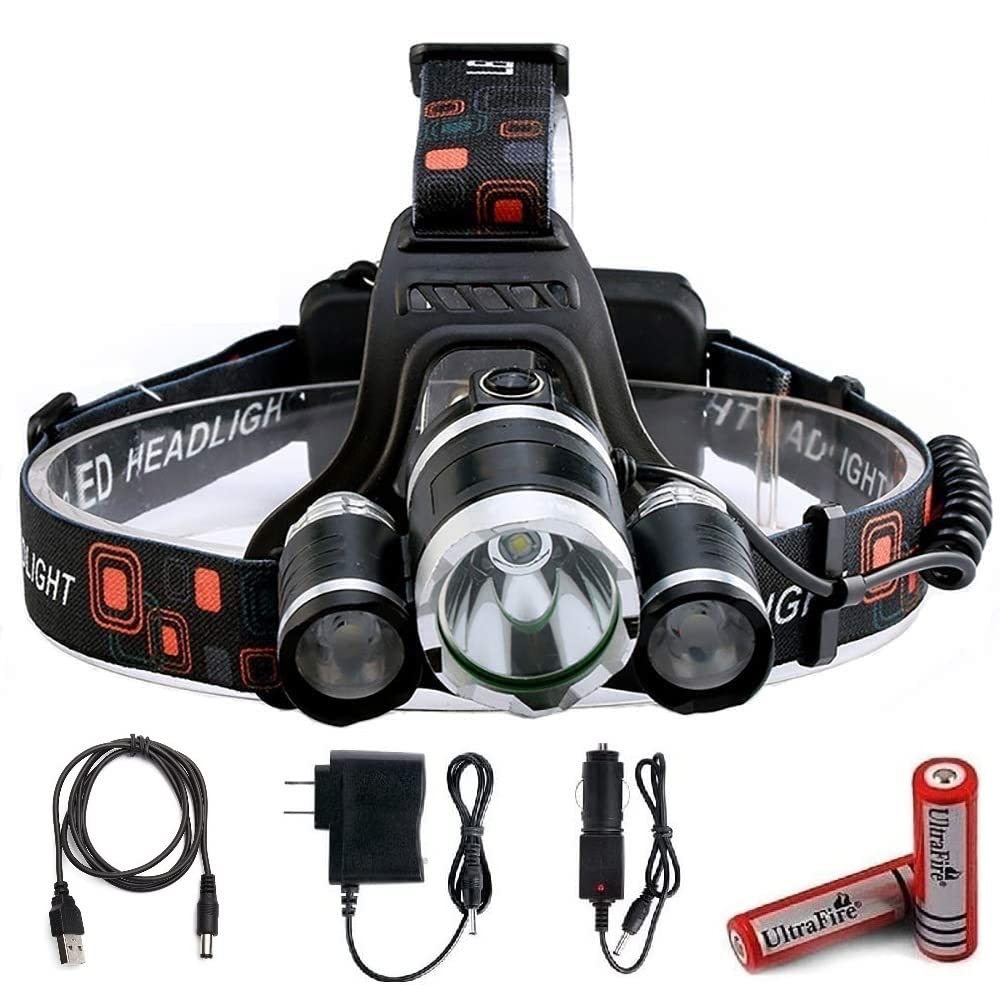 JAMUNESH ENTERPRISE Headlamp, USB Rechargeable Headlight Water Resistance 12000 Lumen Ultra Bright 3 LED 4 Modes Headlamp Flashlight for Trekking, Camping (3 led Head..) (B0BYWYQKFG) Amazon Price History, Amazon Price Tracker