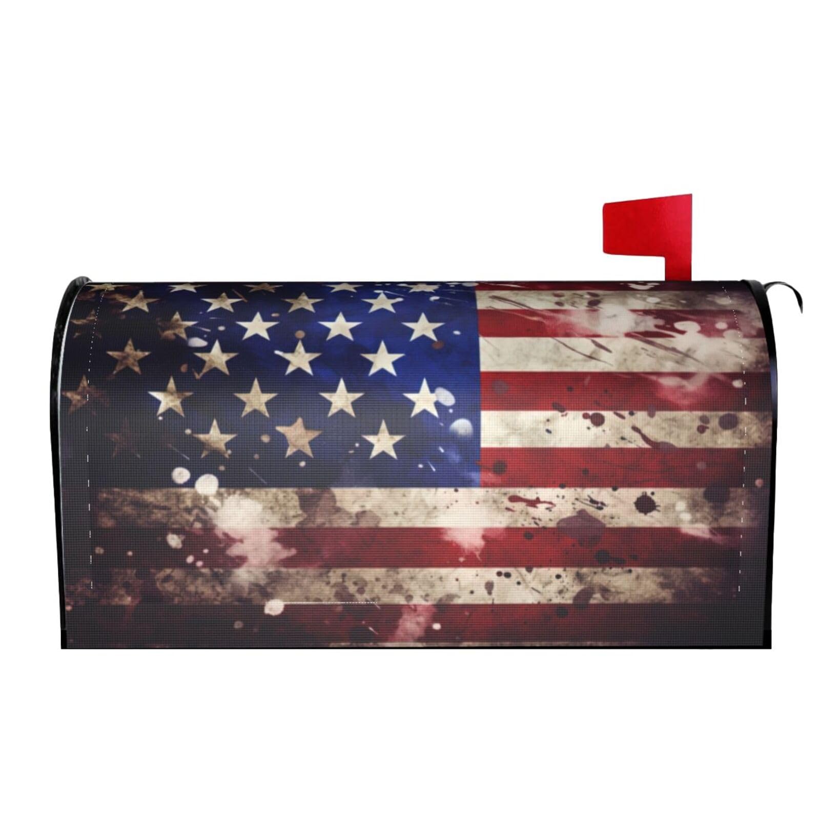 Grungy American Flag 02 Mailbox Covers Magnetic Wraps Post Letter Box Cover Garden Home Decor