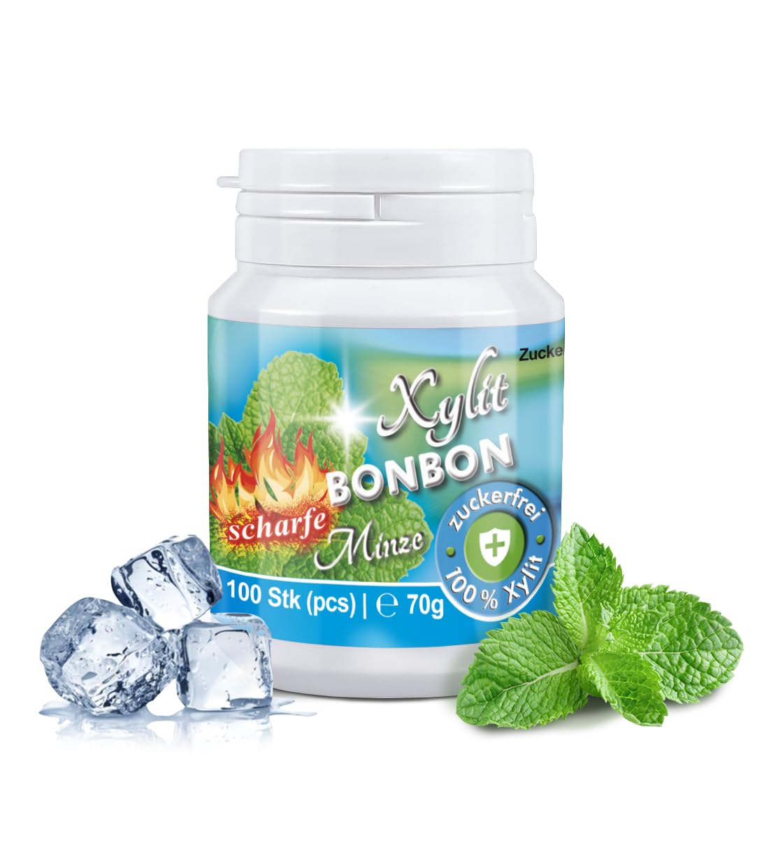 Xylit Bonbon Sauberer Atem mit Frischer Minze - 300 Xylit Bonbons - Keine Chance für Karies: zuckerfrei für angenehmen Atem - vegan, kalorienreduziert & ohne Aspartam - 3 Dosen