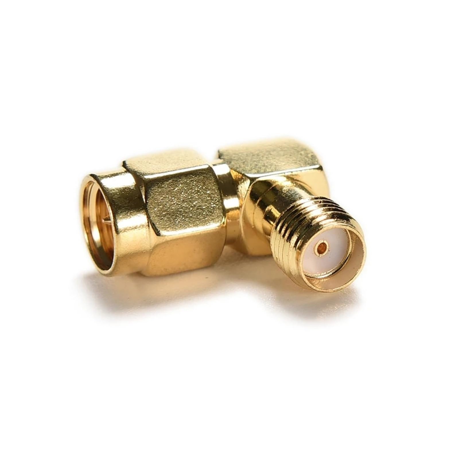 Adaptateur coaxial RF SMA femelle vers SMA mâle à angle droit 90 degrés 50 ohms plaqué or