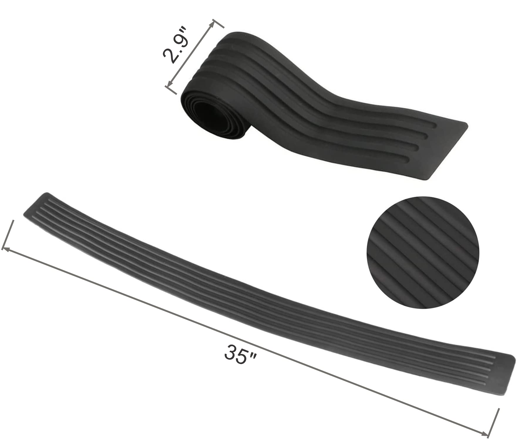 Protector De Parachoques Trasero Para Automóvil, 35.4 In, Antiarañazos, Goma Negra, Tira De Protección Para Puerta De Maletero (negro