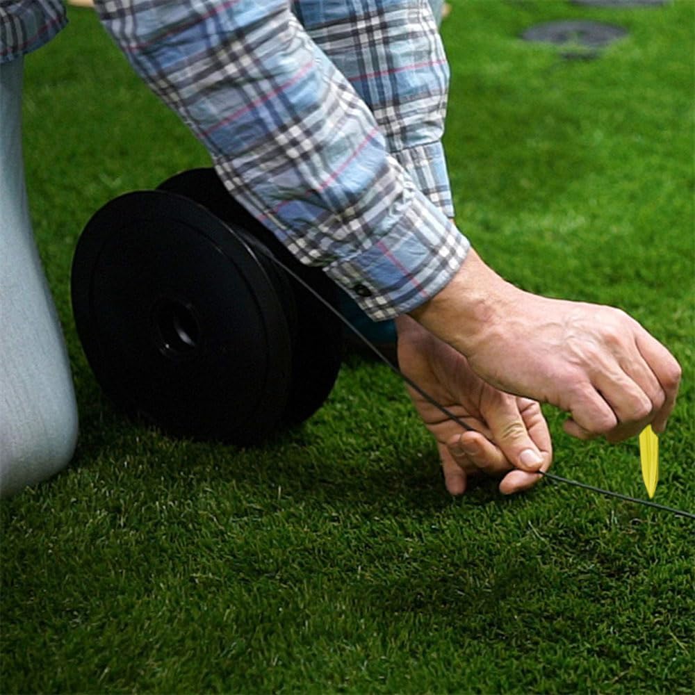 200x 3.3” Grass Green Boundary Wire Stake Lawn Plastic Tent Pegs Landscape Staples for Robomow Mower Husqvarna Automower Pet Fence for use in Garden Lawn (Yellow)