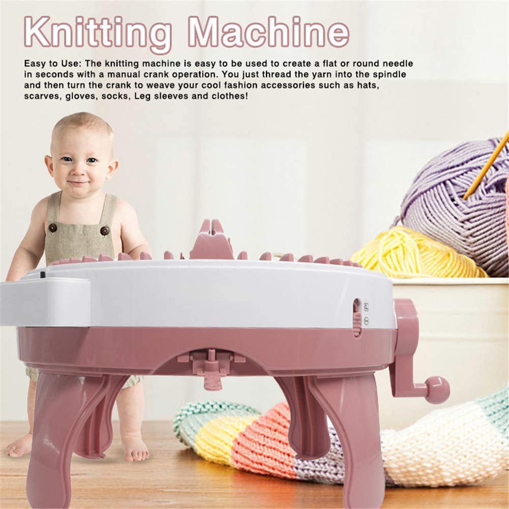 Kit de rotación manual inteligente de máquina de telar, máquina de tejer con contador de filas, para bufandas tejidas, sombreros, calcetines (48A)
