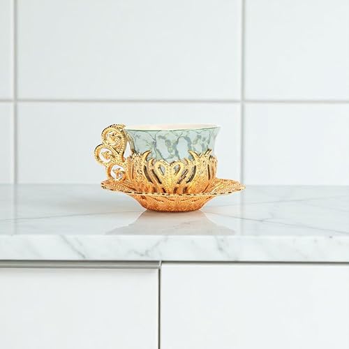 Miniatura 16 de Alisveristime Juego de 12 tazas de café turco griego árabe café expreso taza platillo de porcelana (plata)