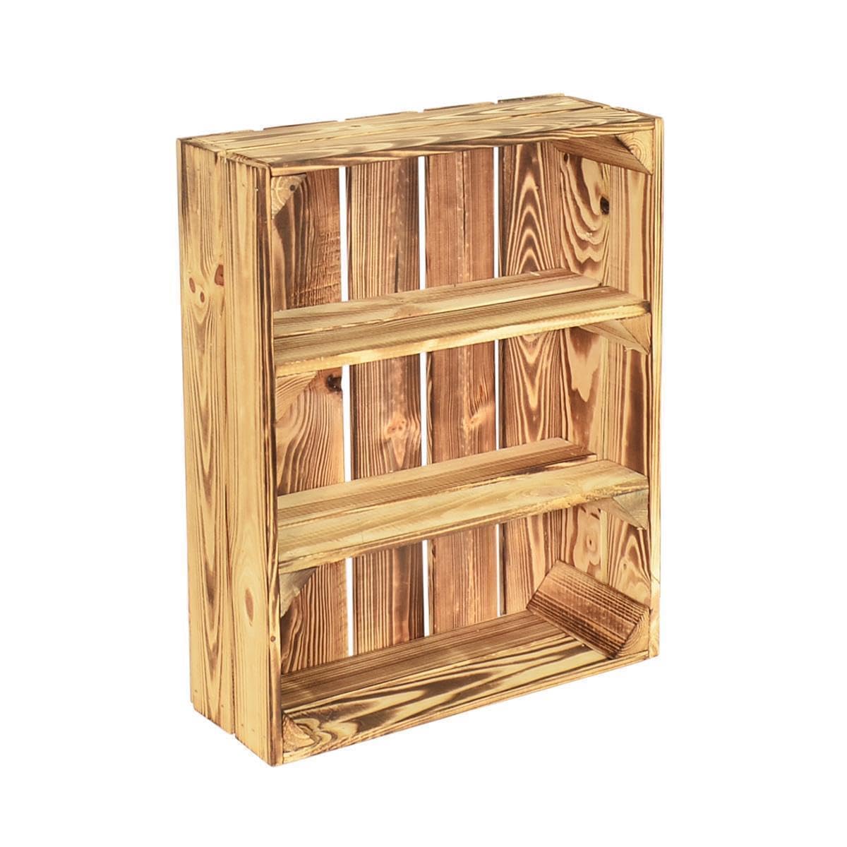 5 Set Holzregal Schmalhanz 50x40x15cm - Hell Geflammt 2X Kurzes Regal