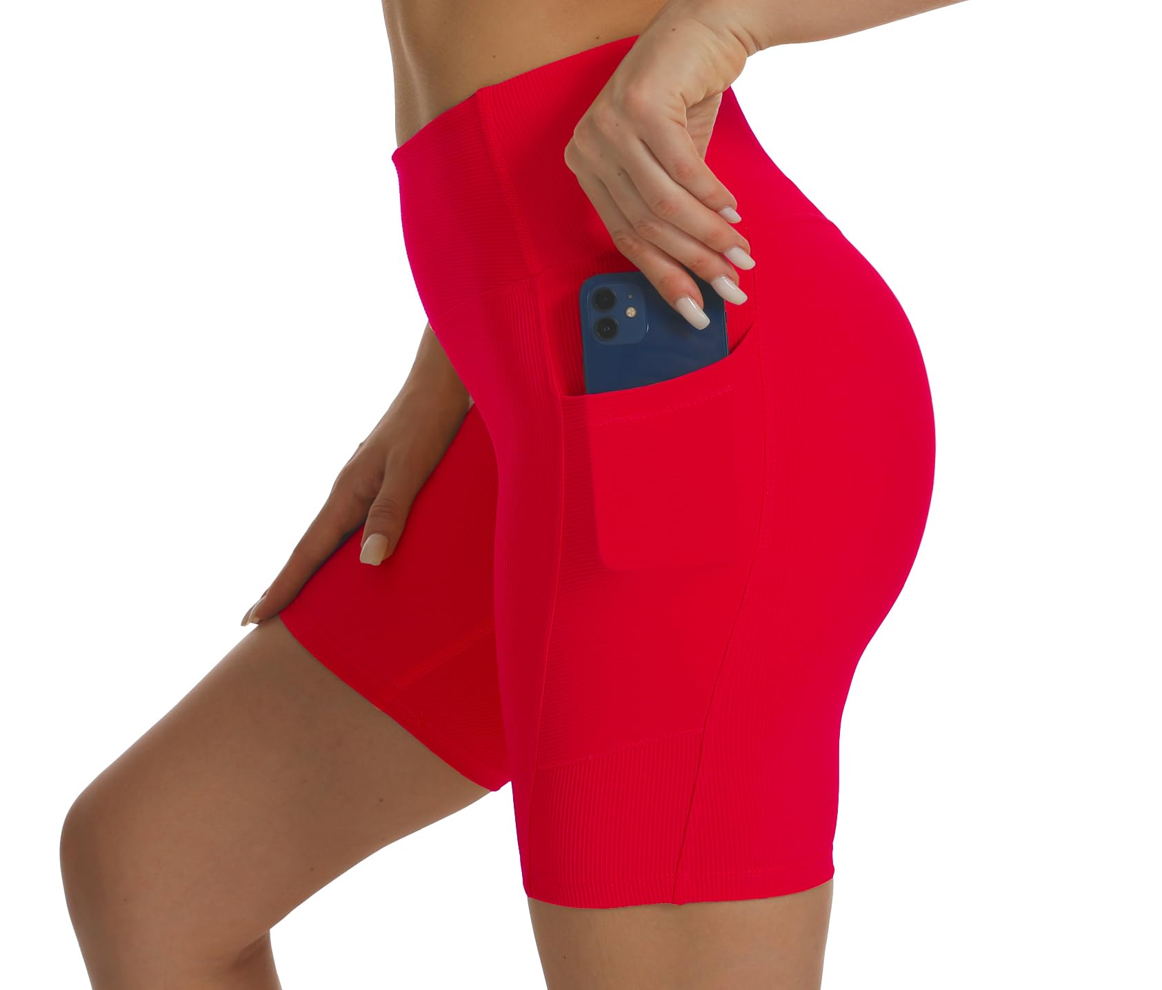 HOKOYI Women's High Waisted Spandex Biker Shorts 7" Gym Compression Shorts with Pockets Workout Running