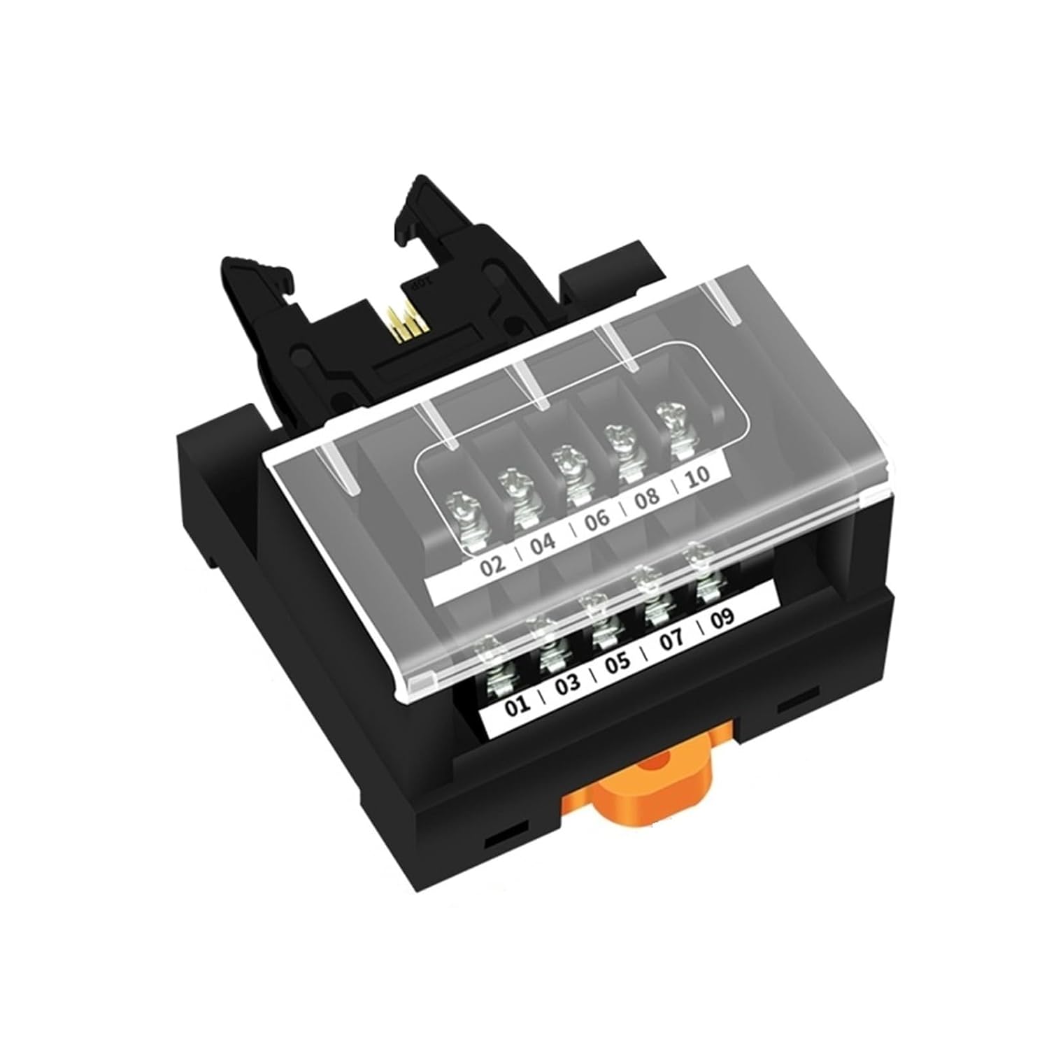 Terminal Block for PLC DIN Rail and Screw Mount, IDC10 Terminal Block Board with Pitch 6.35mm PLC10 Cable(Horizontal Type)