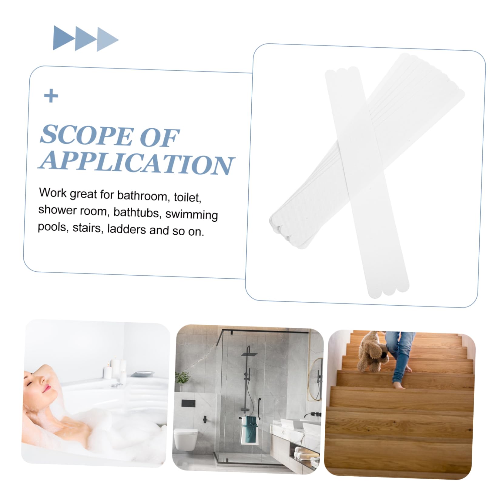 Cabilock 72pcs Non- -Skid Tapes for Bathtub and Stairs Peva Adhesive Safety Strips Scraper for High-Traffic Areas