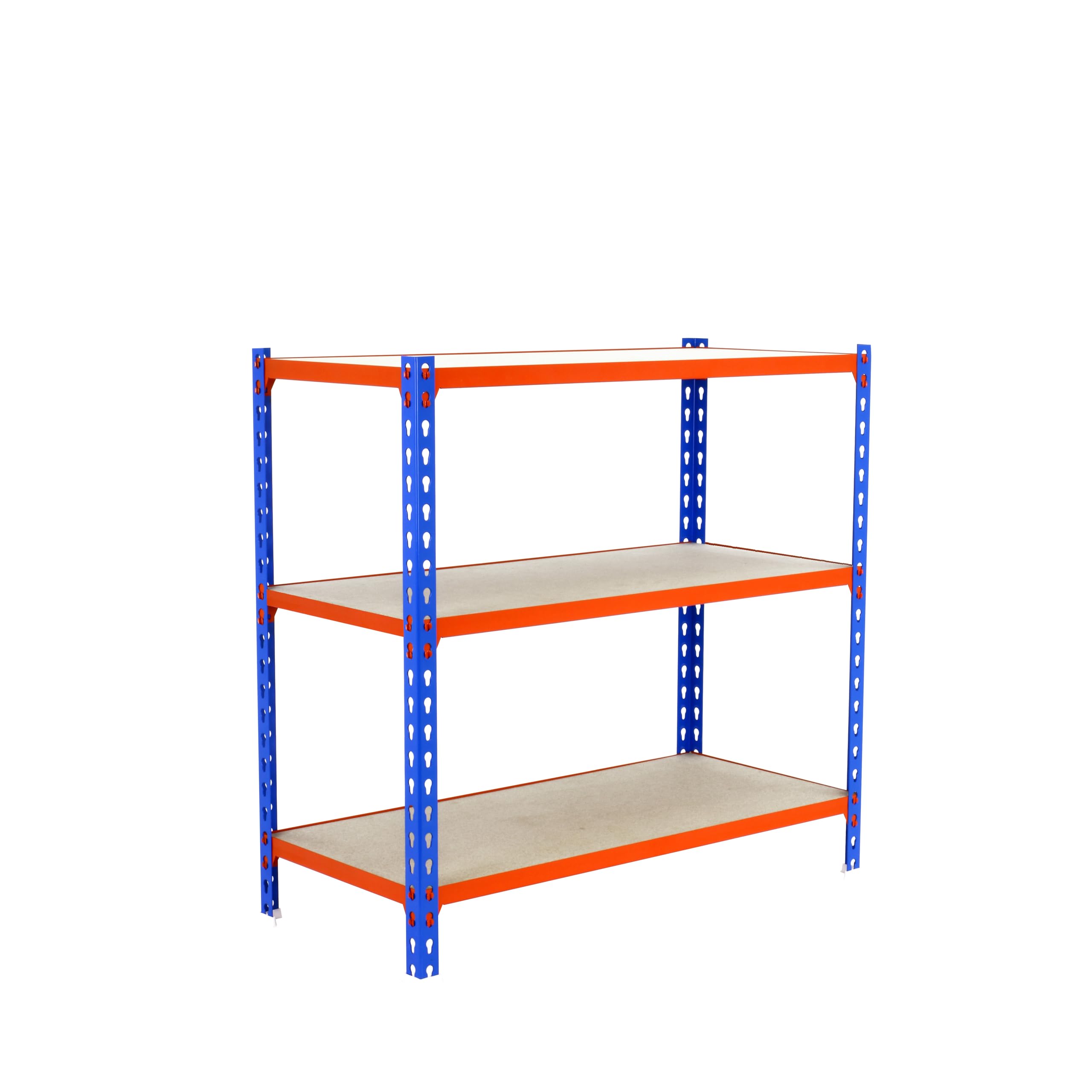 PROREGAL Scaffale per carichi pesanti BABY MULI | AxLxP 90x120x50cm | 3 ripiani | Portata per ripiano 200kg | Blu-arancio | Scaffale di stoccaggio Scaffale della cantina Scaffale da officina