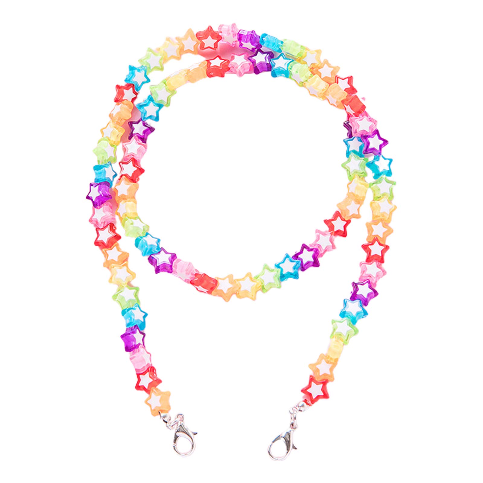 Maxtonser A Kids Crylic Rainbow Heart Beaded Chain Face Holder Lanyard Eyeglass Nti-Lost Strap Necklace String