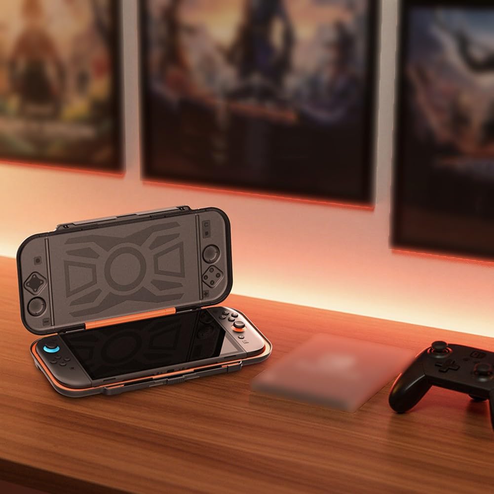 Custodia rigida per Nintendo Switch 2 con 14 cartucce di gioco, guscio protettivo in ABS, per design compatto e portatile, compatibile con giochi Nintendo Switch, nero e blu