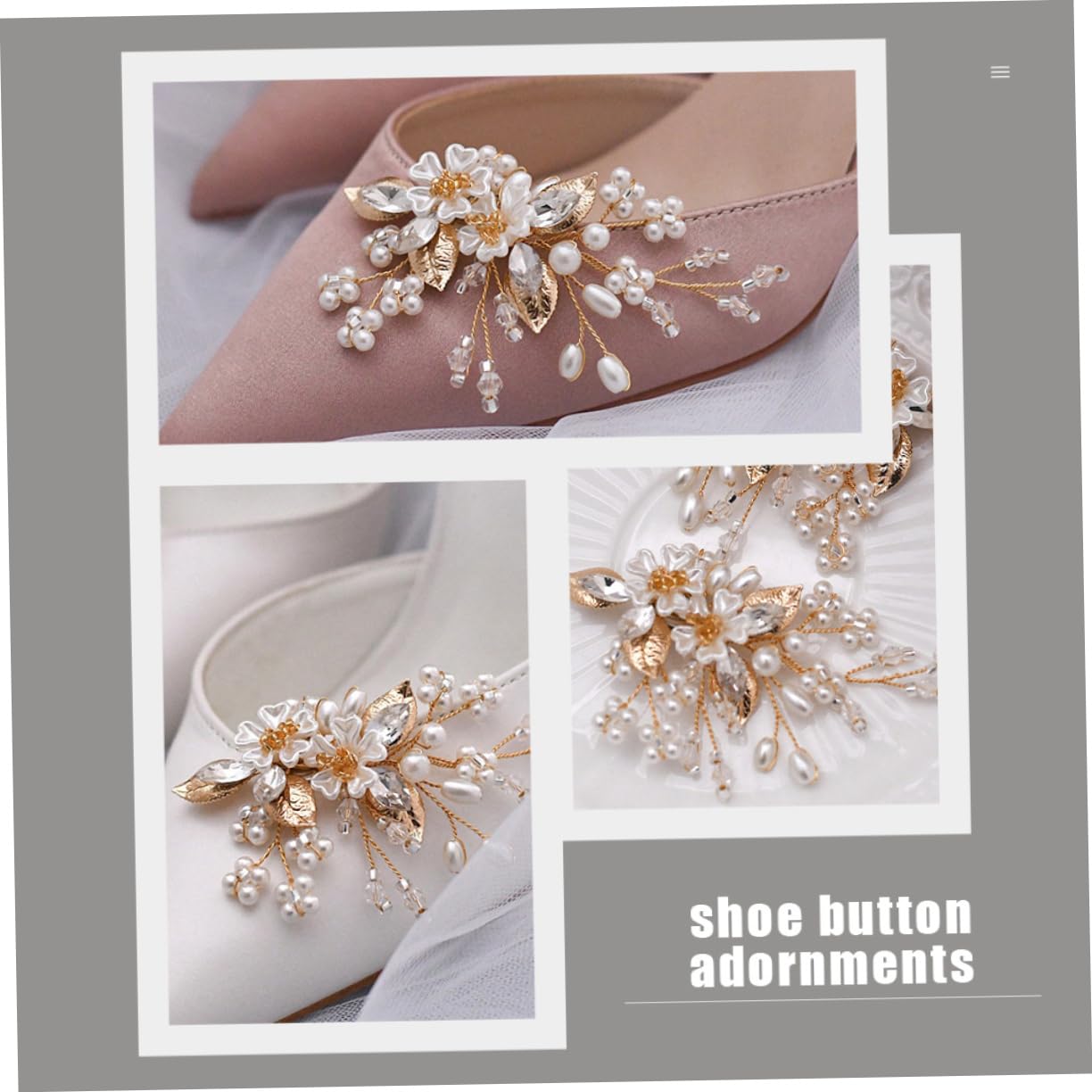 Ipetboom 3 Paia Fibbie per Scarpe Sposa Decorative Accessori Rimovibili per Matrimonio e Speciali per Scarpe Cerimonia