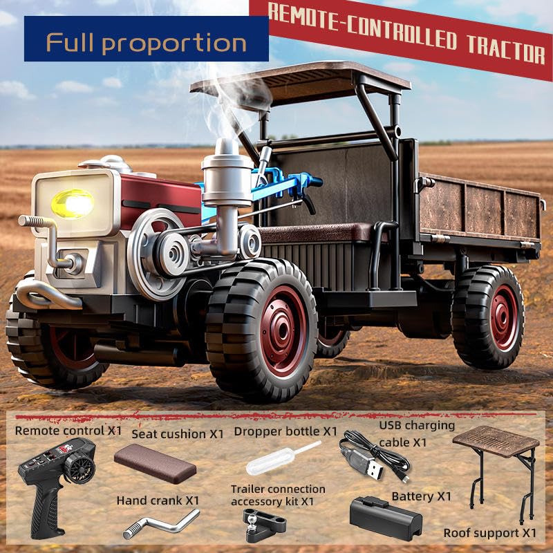 Image of RC Farm Tractor Toy 4WD 2.4GHz Remote Control with LED Rechargeable.
