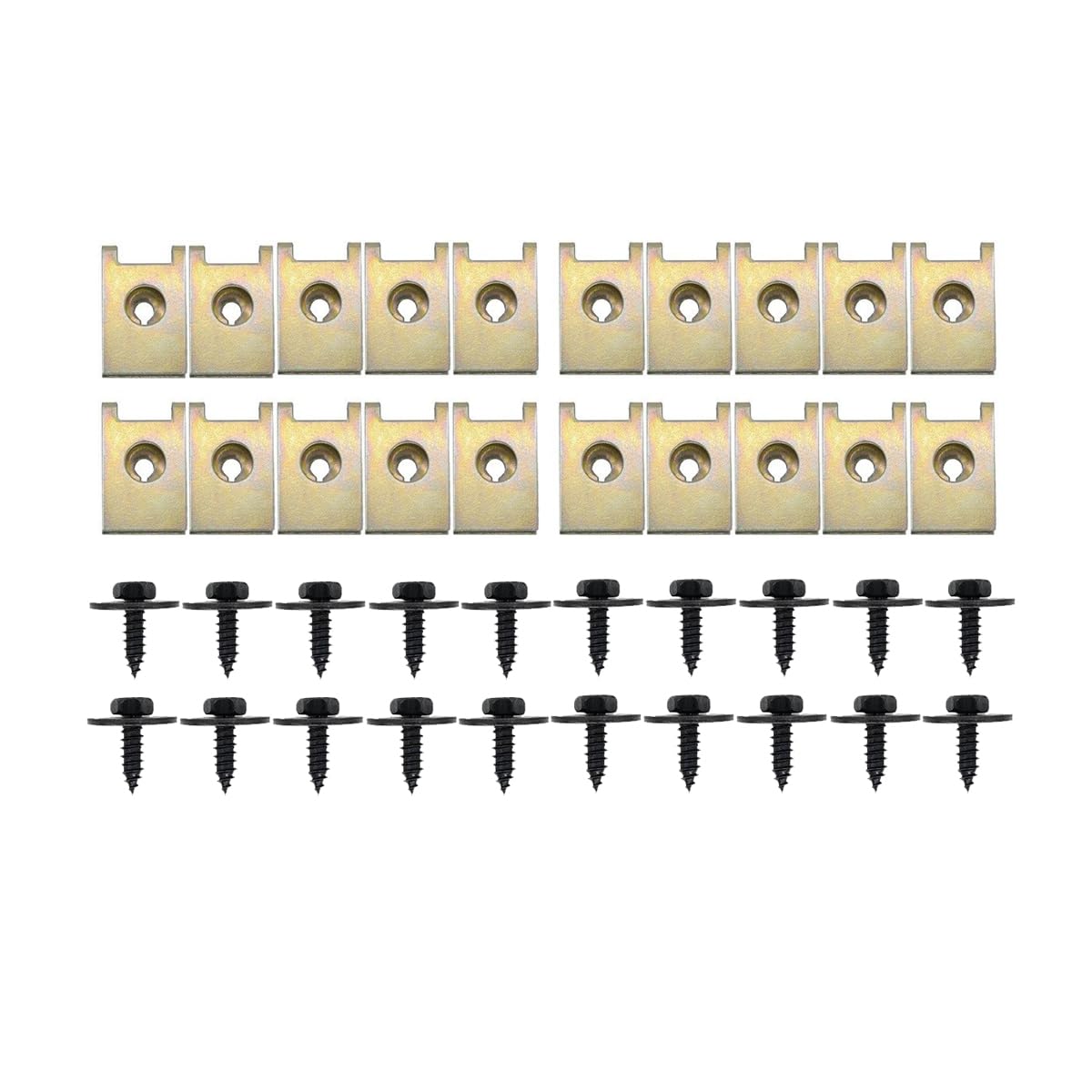 JNNJ Screw and Nut Clip Kit, Bumper Guard Plate Fixing Bolts Auto Body Fender Screws, U-Type Car Body Screw Clip with Screw for the Interior Decoration Plate Vehicle Car, Auto Parts(40Pcs)