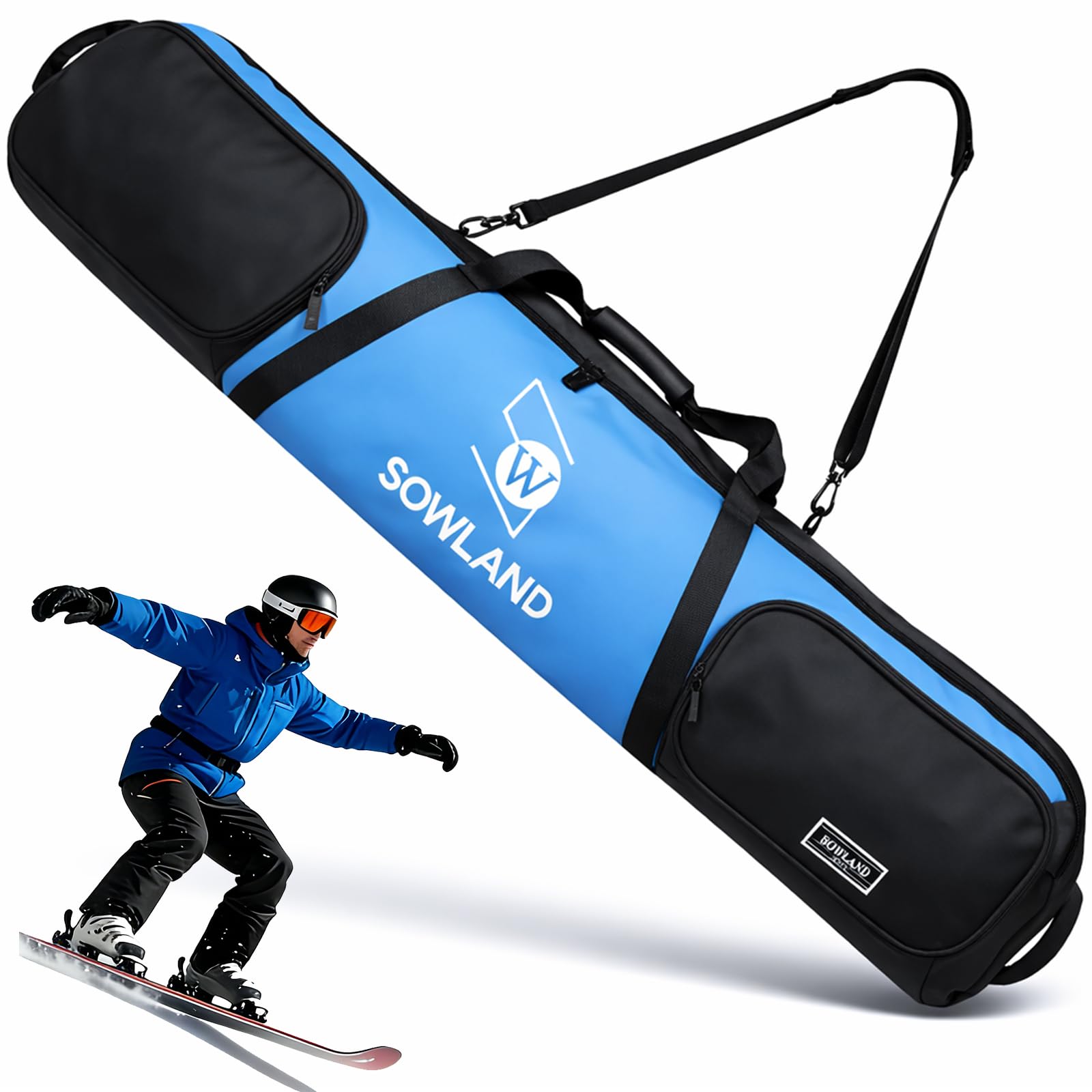 Photo 1 of TVDARMO Padded Snowboard for Air Travel, Reinforced Double Snowboard Ski Bag with Pockets Shoulder Strap, Water-Resistant Bag Available Length in 155cm 165cm