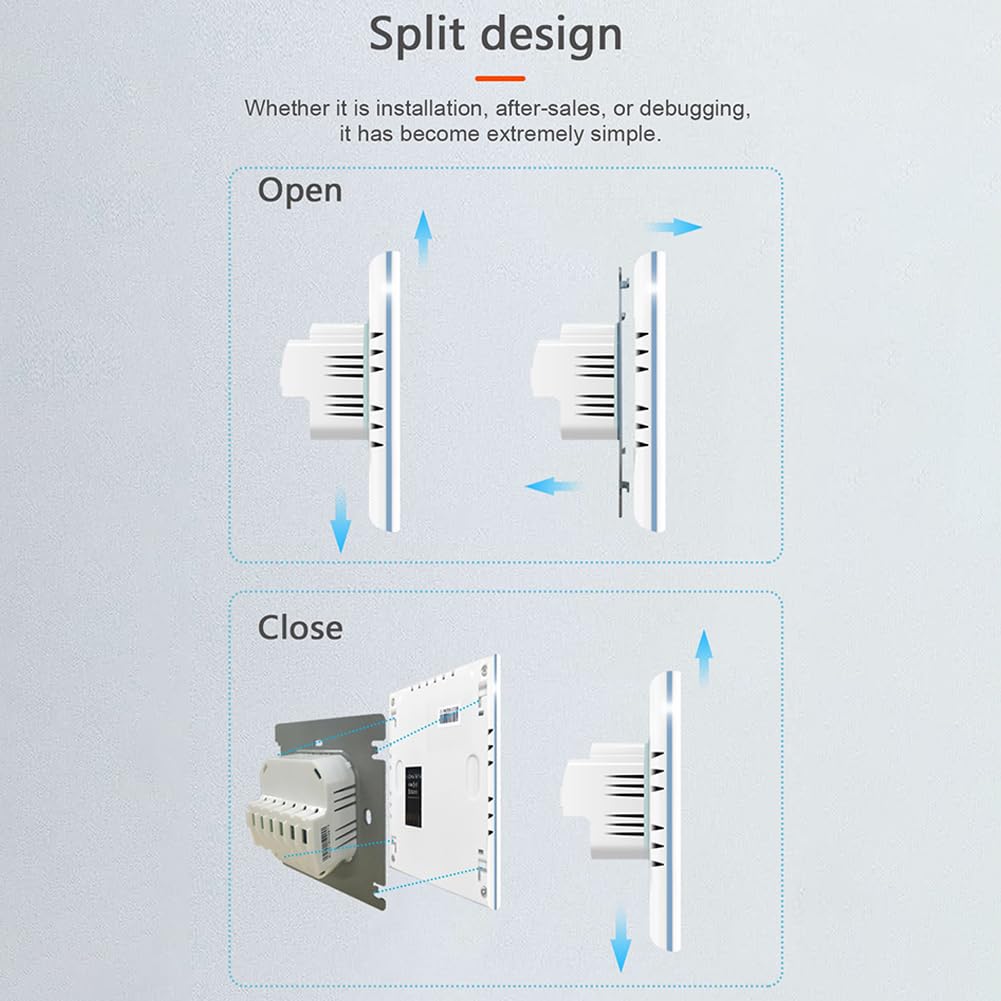 RANRAO Interruptor de Pared WiFi, Interruptor de Pared Inteligente WiFi, Interruptor de luz Inteligente Funciona 4 en 1, Interruptor de luz/Cortina de 3 Bandas, Funciona con Tuya/Homekit,
