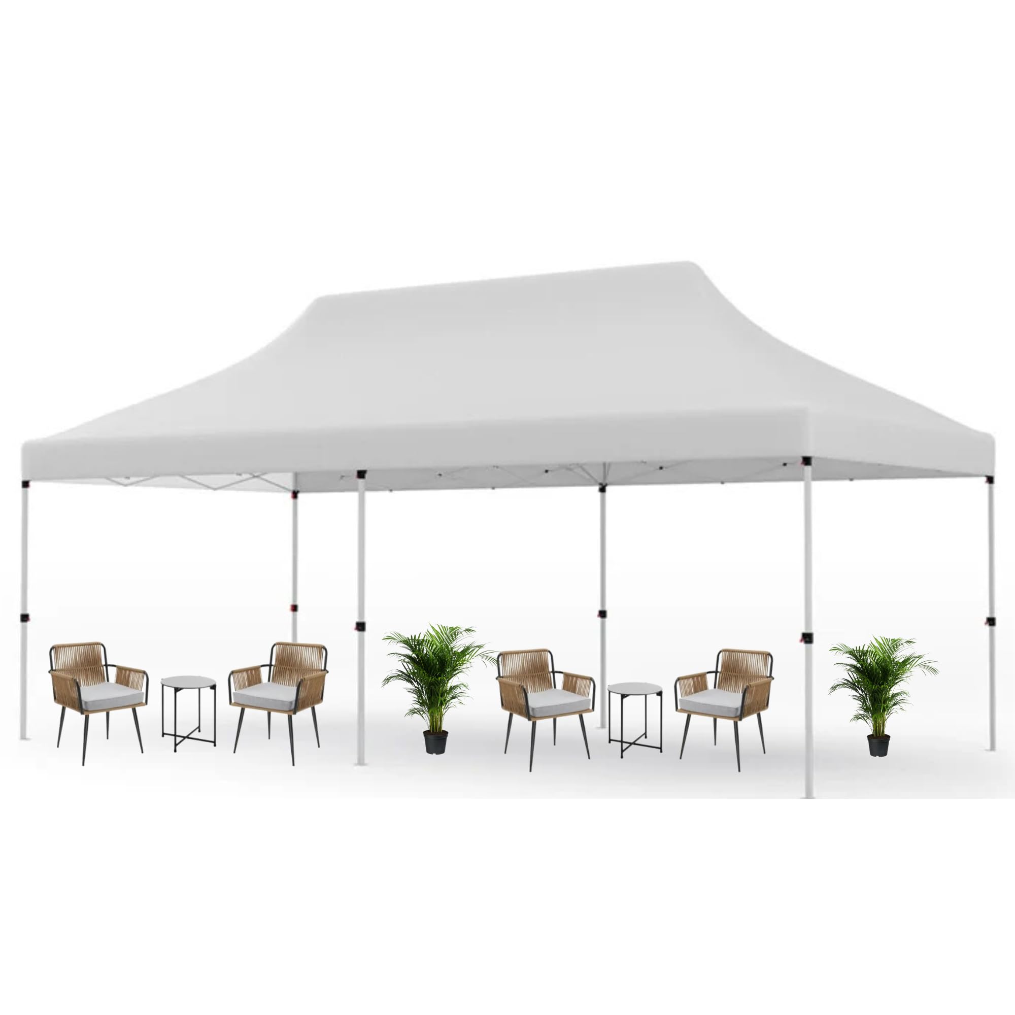 10x20 ft Canopy Tent Outdoor, Portable Folding Gazebo Tent for Outdoor Party, Event, Wedding & Camping - Perfect Garden Shelter (White 10x20 Gazebo Without Sidewall 01)