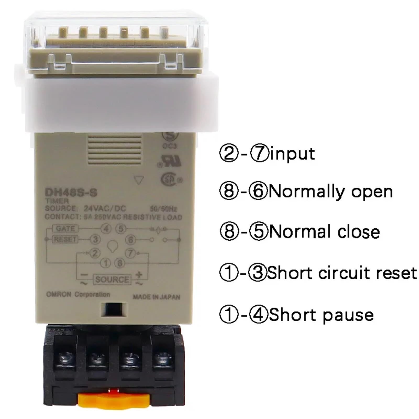 AC/DC 24v-240v DH48S-S Display digitale programmabile Controllo ciclo relè temporizzato Presa relè doppio ritardo con tensione di base (Size : DCAC36V)