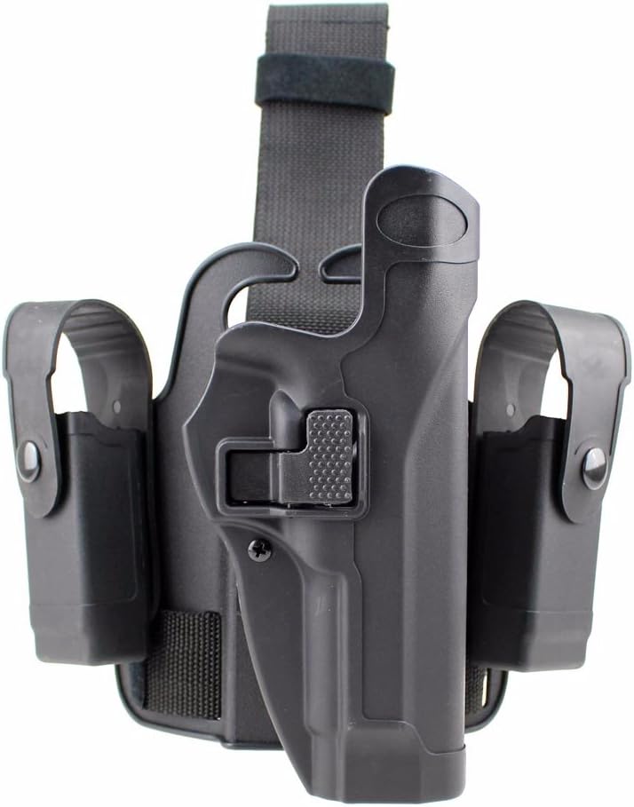Gexgune Tactical Leg Holster Funda para Pistola de Muslo Derecho con Paleta Derecha con Linterna de botón a presión (4 Modelos 2 Colores Opcionales)