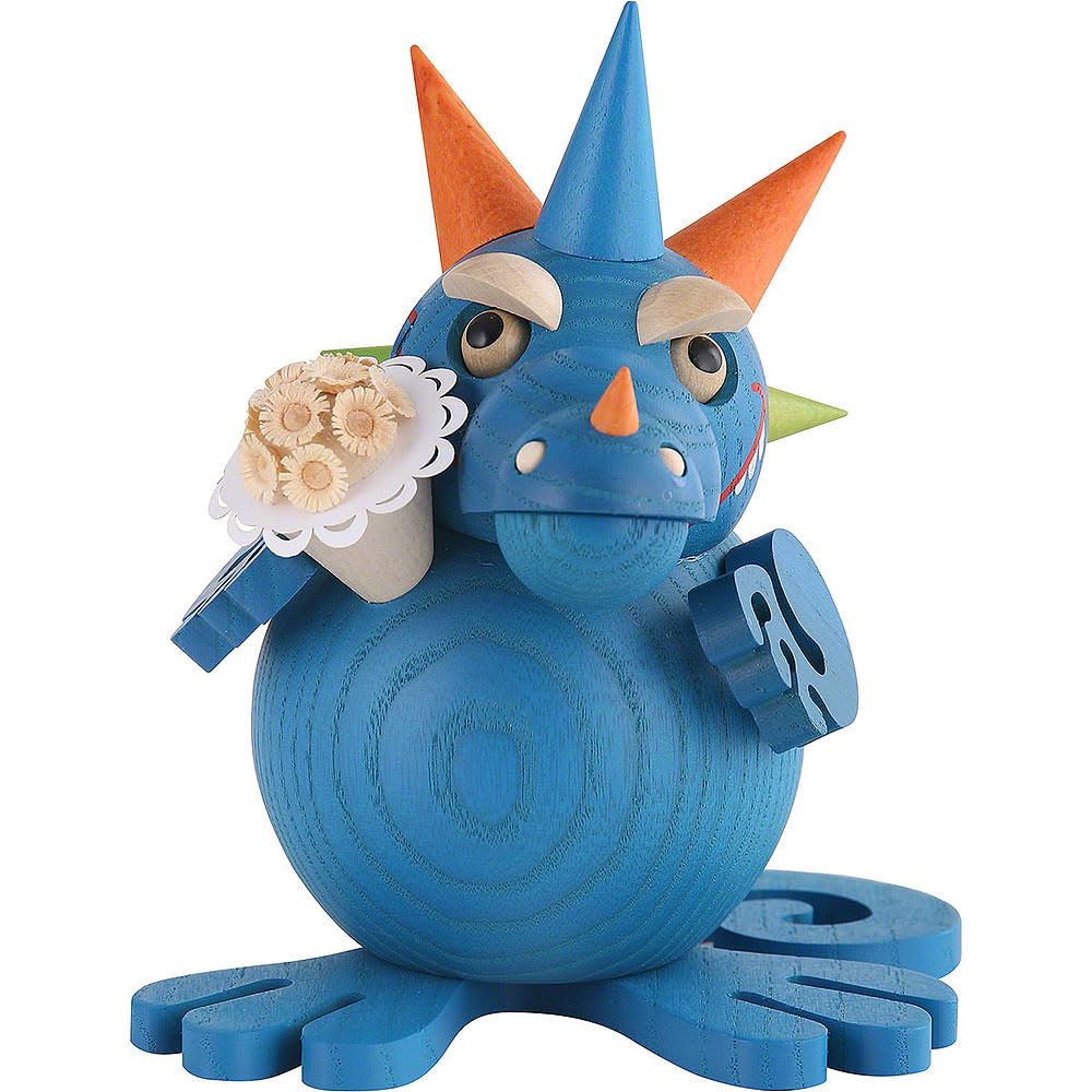 Figurine de fumeur dragon Seiffener Volkskunst en bois précieux