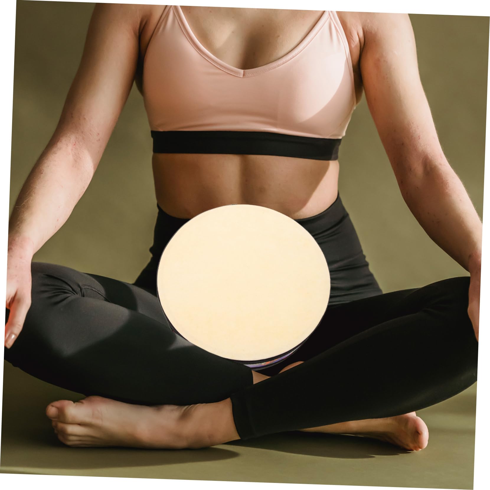 Tambour pour Débutants et Professionnels Rond à Percussion en Peau D'agneau et Bois Foncé Instrument de Musique Calme en Nouvel An pour Contemplation et Yoga