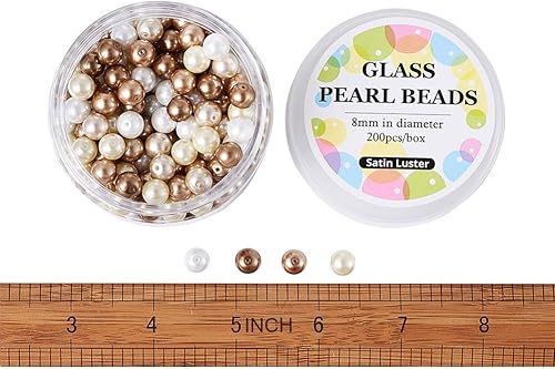 Miniatura 4 de Pandahall - Cuentas de perlas de vidrio ambiental con brillo satinado de 0.315 in para manualidades, joyería y manualidades, alrededor de 200