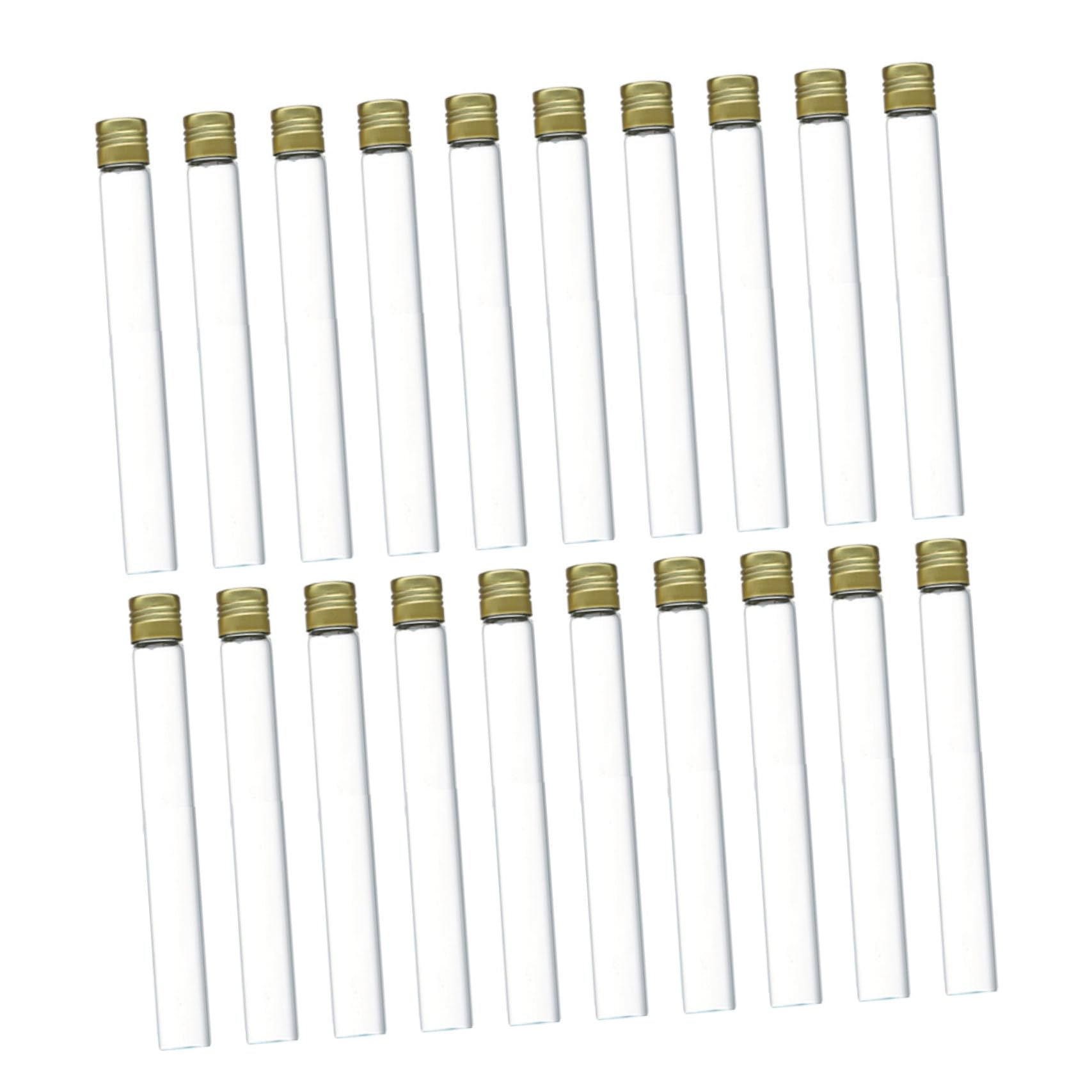 Provette a Vite in Vetro 20 Pezzi 18x150 Mm, Borosilicato | Tappo Metallico in Alluminio, Fondo Tondo e Parete Liscia, Scala di Misura Precisa