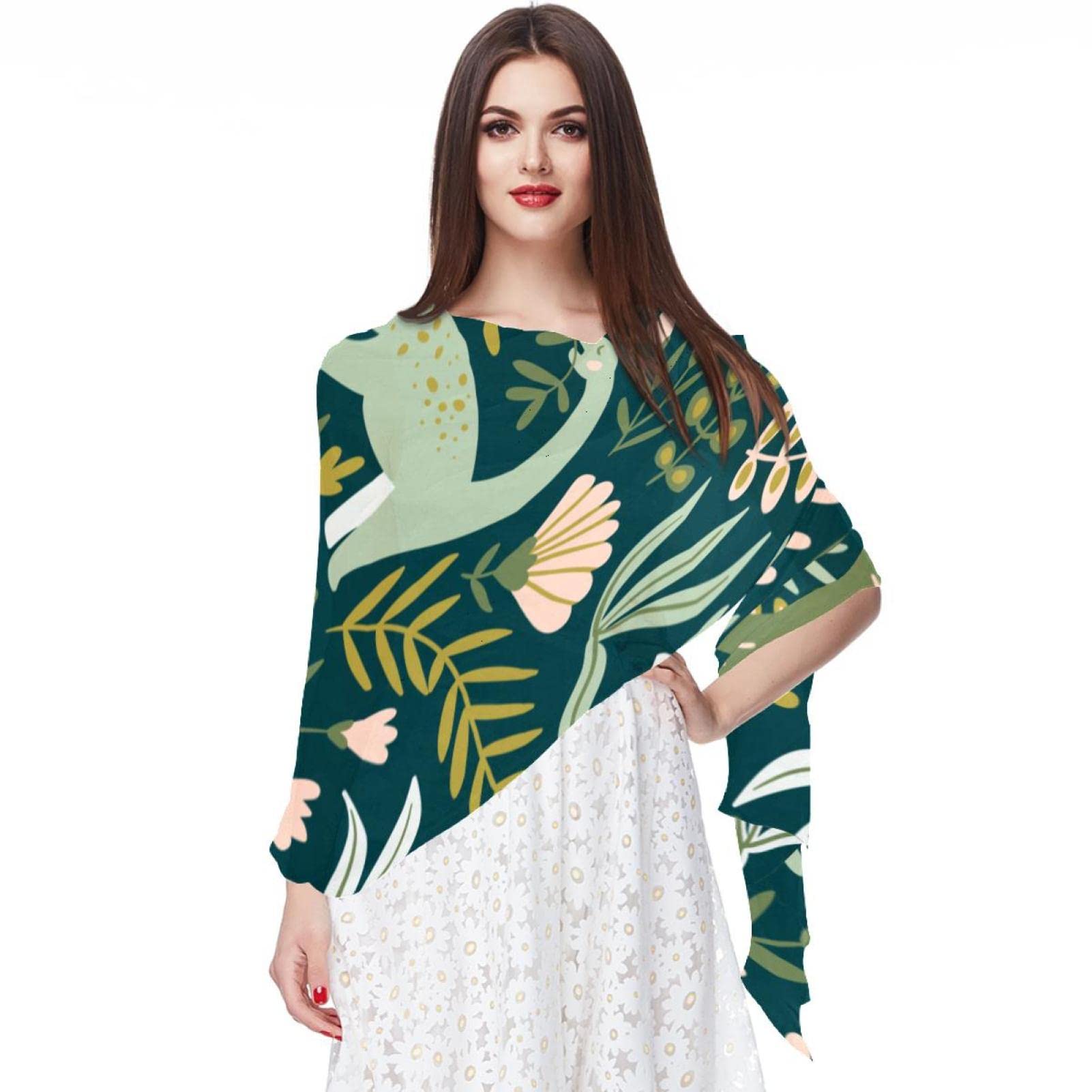 Foulard en mousseline de soie dinosaure grand format foulard femme multicolore 05