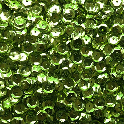 8mm Cup Sequins Lime Yellow Green Metallic Medium Hole Made in USA