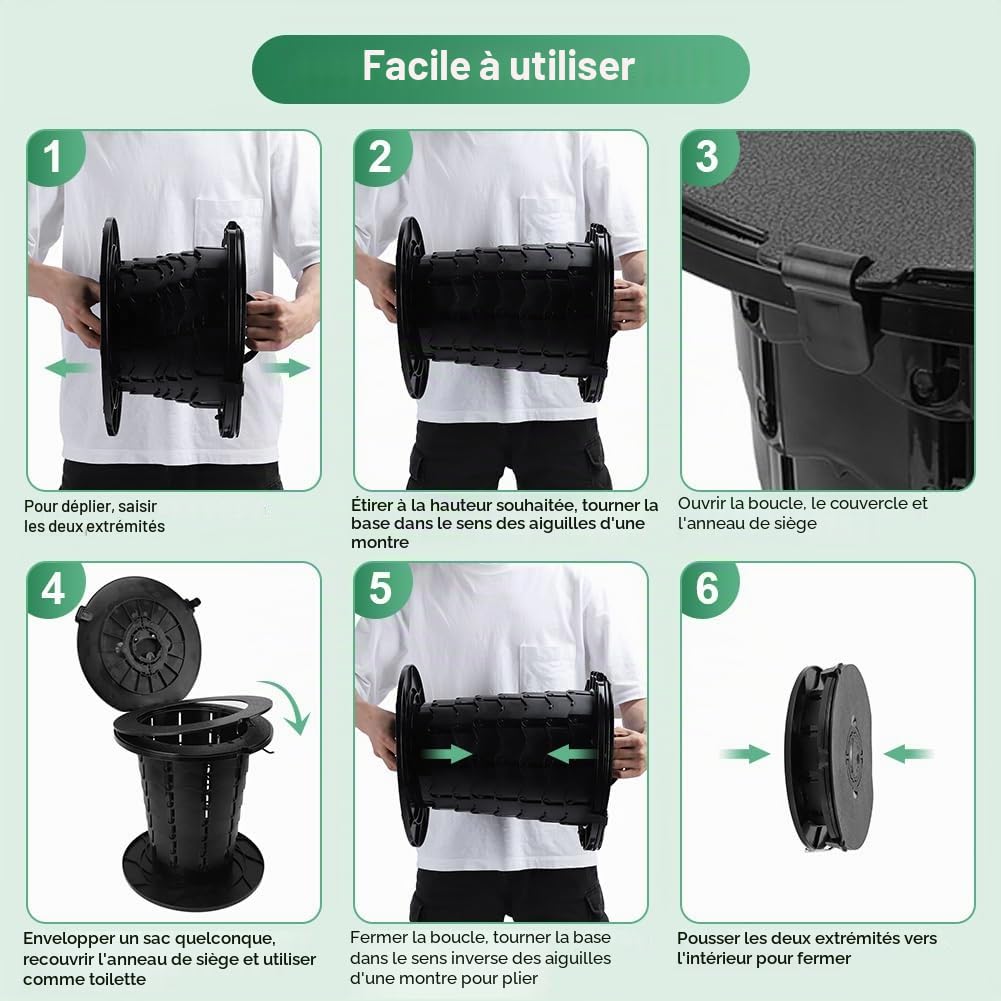 Ejoyous Toilettes de Camping, Toilettes de Camping Pliables, Toilettes Sèches, Toilettes Mobiles Réglables en Hauteur, Toilettes de Camping pour Bateau, Voyages en Voiture, Plage,