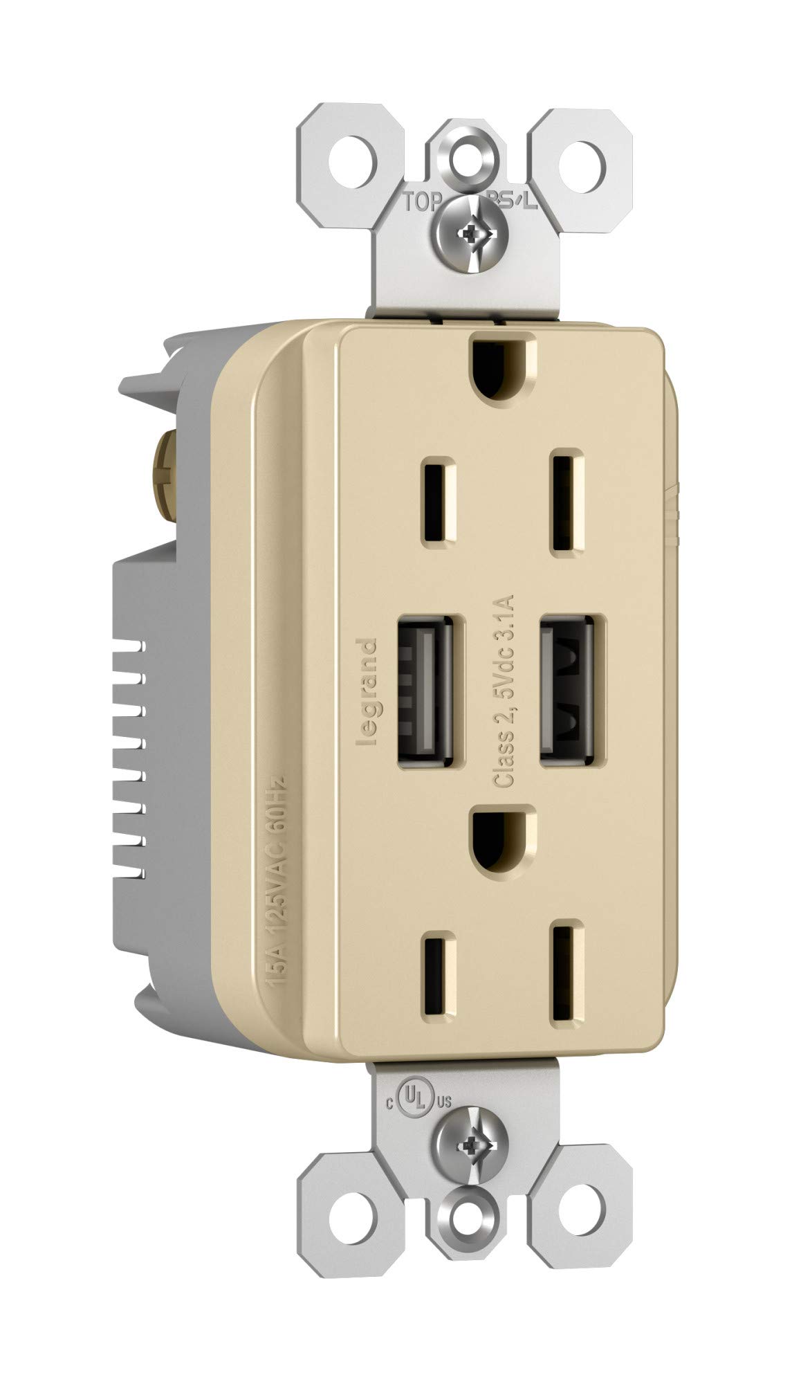 ON-Q Combination Power Outlets Decorator Duplex USB Charger Receptacle Ivory (TM826USBICC6)