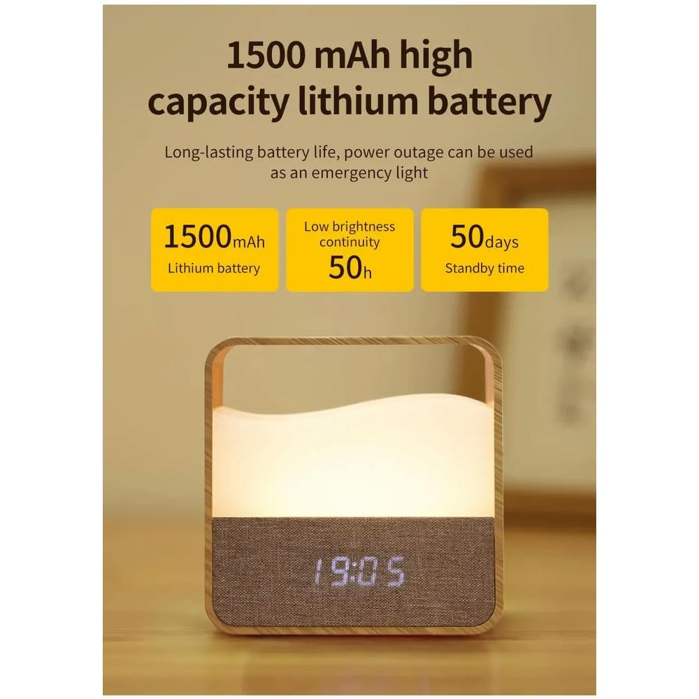 ZBDZSW - Reloj despertador con luz nocturna recargable, lámpara de escritorio, protección para los ojos, para habitación de los niños, lámpara de mesa portátil para bebé