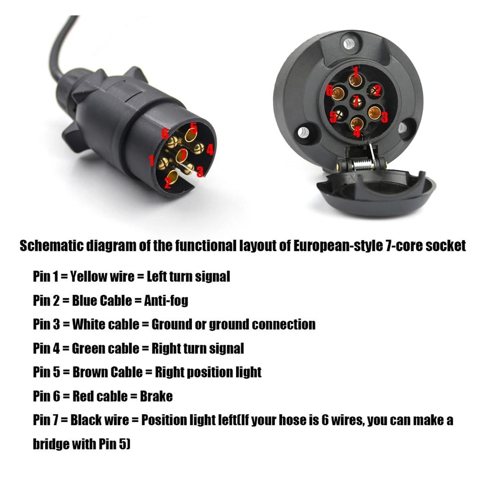 Luz Matrícula 2 luces LED traseras 12 V y 24 V con 7 pines para camión luz matrícula luz freno advertencia luz señal remolques caravanas vehículos terreno. Luz Indicadora Freno