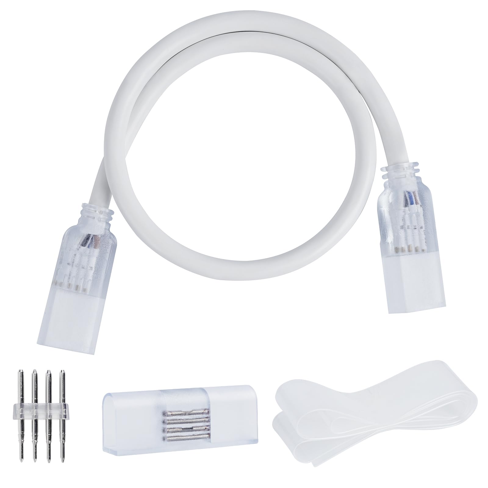 Shine Decor Connecting Parts Kit of 2 Connection Wire Cables & 1 Connector with 4-Prong Pin 10x20mm RGB LED Neon Rope Lights Only