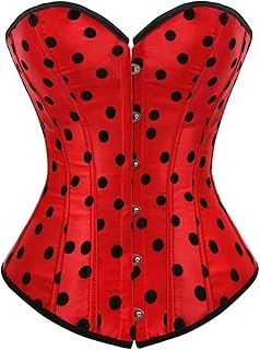[小さな店] レディースコルセット ドット ビスチェ レースアップ ボーン入り