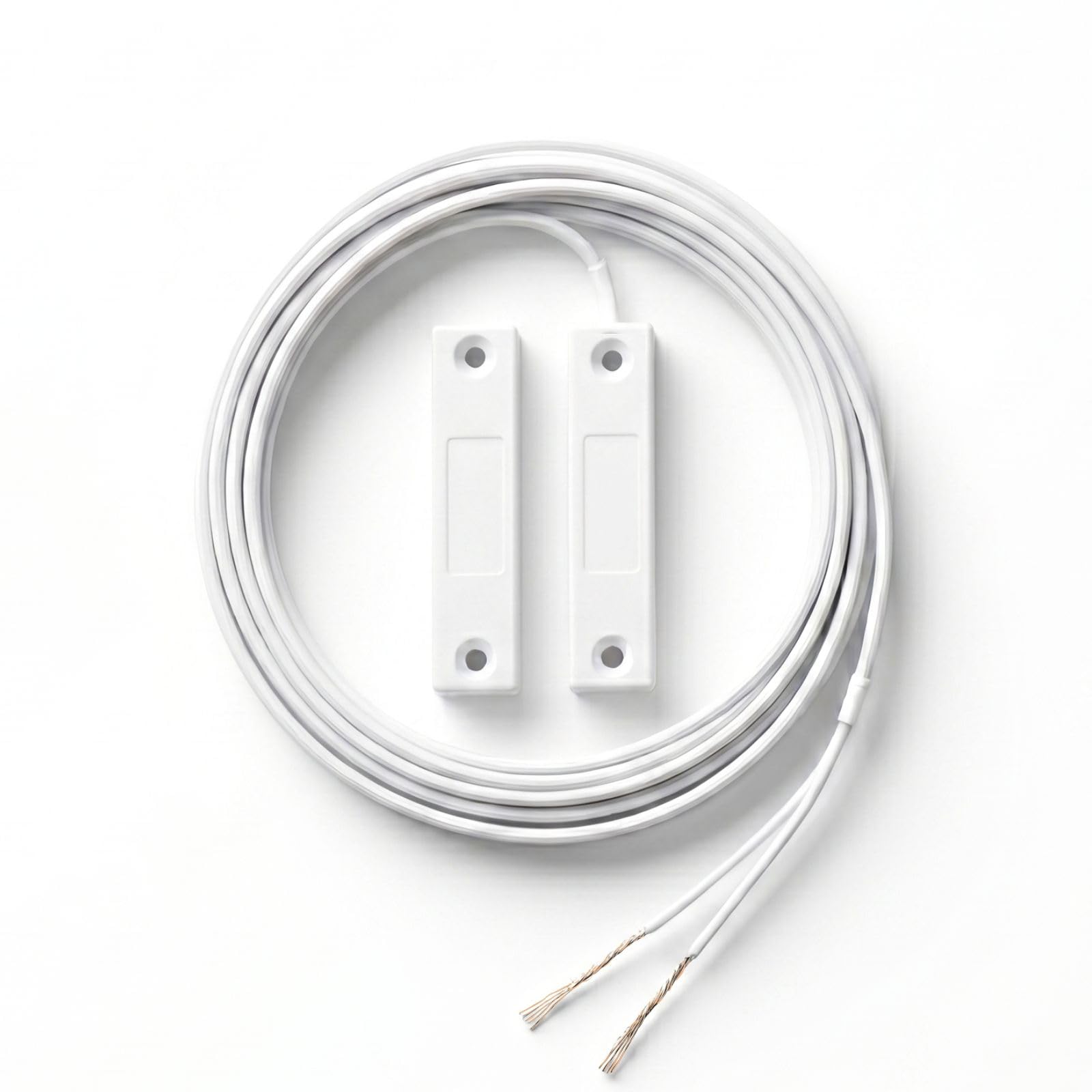 Contatto Magnetico Bianco a Scomparsa Universale 53mm per ogni tipo di Centrale Allarme Antifurto Cablato per Infissi Porta Filo Lungo 85 cm