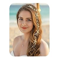 Vista 12 de Unicra Tocado de estrella de mar para boda, accesorios para el cabello de vid para novias y damas de honor (multicolor)