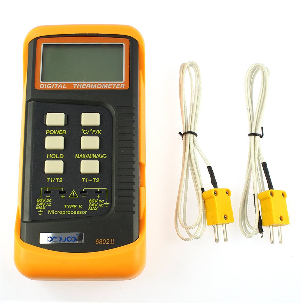 6802 II Durable Precision Dual Channel Digital Thermometer with 2