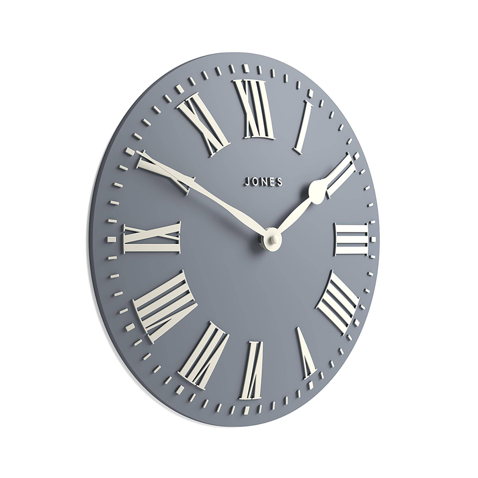 Jones Clocks® Strand wall clock | Modern classic convex clock | 30cm | French navy | Roman numerals | Ideal for the kitchen, living room, office or bedroom